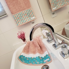 Lavabo e Rosto Buddemeyer Fio Egípcio Floral Rosa 2peças