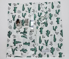 Jogo Americano Com Porta Talheres Cactus Verde na internet