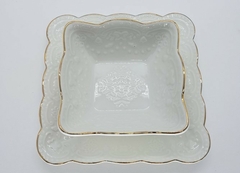 Conjunto em Porcelana Quadrada Branca Texturizada na internet