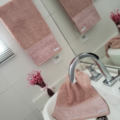 Lavabo e Rosto Buddemeyer Fio Egípcio Arabesco Rosa 2peças