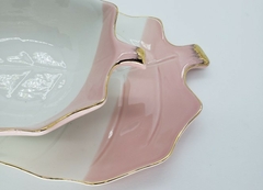 Conjunto Bowls Folhas Rosa e Branco - S Hais Ateliê