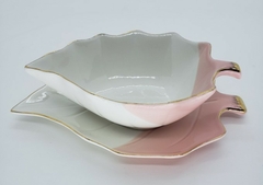 Conjunto Bowls Folhas Rosa e Branco - comprar online