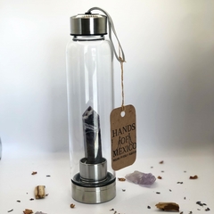 Botella de agua de cristal con piedras preciosas de cuarzo energético con centro de cristal natural cambiable en internet