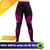 Calça para treino running feminina DX3, com detalhes em rosa e preta, ideal para atividades físicas.