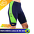 Bermuda de triathlon masculina DX3, em azul marinho com detalhes em verde, ideal para vestuário de corrida.