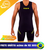 Macacão triathlon masculino DX3 X-Pro, com design preto e detalhes em amarelo, ideal para performance em corridas.