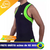 Camiseta masculina de triathlon, preta com detalhes em verde, com zíper frontal, ideal para atividades esportivas.