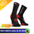 Meias de corrida cano médio da Compressport, modelo Pro Racing V3.0, em cores preta e vermelha.