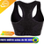 Top feminino preto com detalhes em malha, ideal para vestuário de ciclismo.