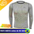 Camiseta segunda pele carbon masculina de manga longa, ideal para ciclismo e corrida, com design em malha respirável.