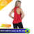 Camiseta Dry Fit feminina de cor vermelha, vista de costas, ideal para atividades físicas.