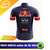 Camiseta de ciclismo unissex Red Bull Dry Fit, vista traseira, com logotipos de patrocinadores.