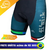 Bretelle de ciclismo masculino da marca Fizik, modelo Clankbrothers, com design moderno em cores azul e verde.