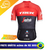 Camisa de ciclismo masculina Trek Dry Fit na cor vermelha e preta, com detalhes de marcas e logo Trek na parte de trás.