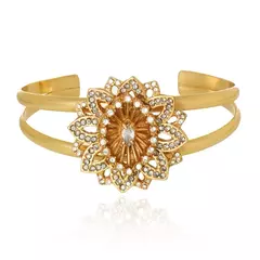 Bracelete Dois fios Flor Ouro - Flor de Mracandu - Claudia Arbex