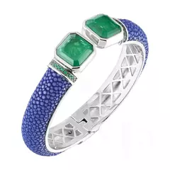 Bracelete Galuchat Square Azul - Elaine Palma