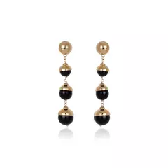 Brinco Nix Fio Black Stones Ouro