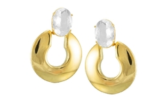 Brinco Argola Cristal Oval Ouro - Venezza - Gold Skill