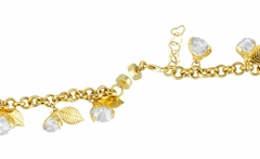 Pulseira Berloques Joaninha Cristais Ouro - Orquídea - Gold Skill - comprar online