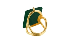 Anel Retângular Verde Ouro - Antonella - Gold Skill - comprar online