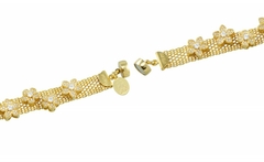 Pulseira Fita Mini Flores Ouro - Begônia - Gold Skill - comprar online