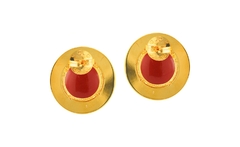 Brinco Botão Coral Ouro - High - Gold Skill - comprar online