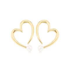 Brinco Heart com Pérola Dourado - comprar online