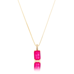 Colar Cristal Colorido Magenta Dourado - loja online