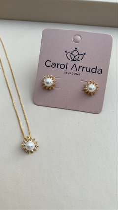 Conjunto Flor Pérola Dourado