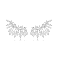 Brinco Ear Cuff Cravejado Cristal Ródio Branco na internet