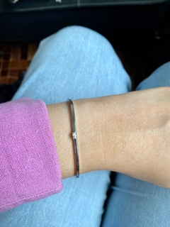 Bracelete Liso Cristal Ródio Branco - Carol Arruda Semijoias