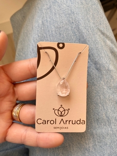 Colar Gota Cristal Morganita Ródio Branco na internet