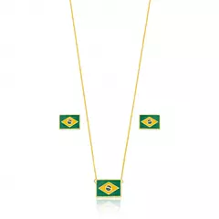 Conjunto Bandeira do Brasil Dourado - comprar online