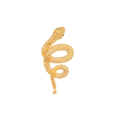 Broche Cobra Micro Zircônia Dourado - comprar online