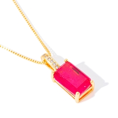 Imagem do Colar Cristal Colorido Magenta Dourado