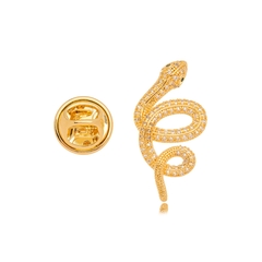 Broche Cobra Micro Zircônia Dourado na internet