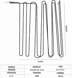 Resistencia de Heladera No Frost Patrick Fagor NF41w