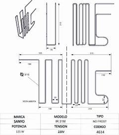 Resistencia de Heladera No Frost Sanyo IR 31M