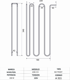 Resistencia de Heladera No Frost Whirlpool ARB210