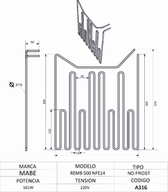 Resistencia de Heladera No Frost Mabe REMB 500 NFE14 - comprar online