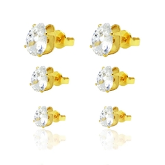 Trio Brincos Gota de Zircônia - comprar online