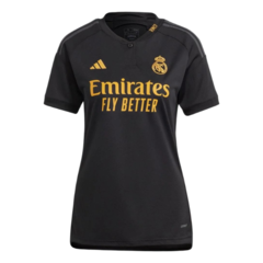 Camisa 3 Real Madrid 23/24 Adidas Feminina - Preto+Amarelo