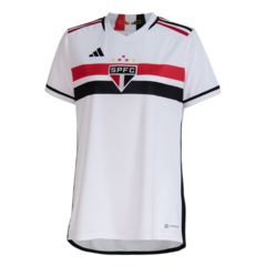 Camisa São Paulo I 23/24 s/n° Torcedor Adidas Feminina - Branco+Vermelho