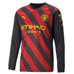 Camisa Manchester City Away 22/23 s/nº Torcedor Manga Longa Masculina - Preto