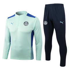 Conjunto Agasalho Treino Palmeiras 2022/2023 Verde e Azul Puma