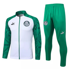 Conjunto Agasalho Viagem Palmeiras 2023/2024 Branco e Verde Puma Masculino