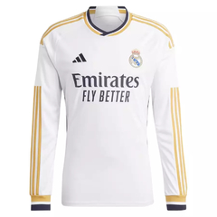 Camisa Real Madrid Home 23/24 s/nº Torcedor Adidas Manga Longa Masculina - Branco