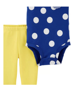 Conjunto body azul com bolinhas brancas e calça amarela Carter’s- 2 pecas - comprar online