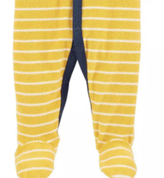 Macacão Pijama Carter's Trator Listrado - Amarelo com Azul - Kids First