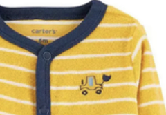 Macacão Pijama Carter's Trator Listrado - Amarelo com Azul - loja online